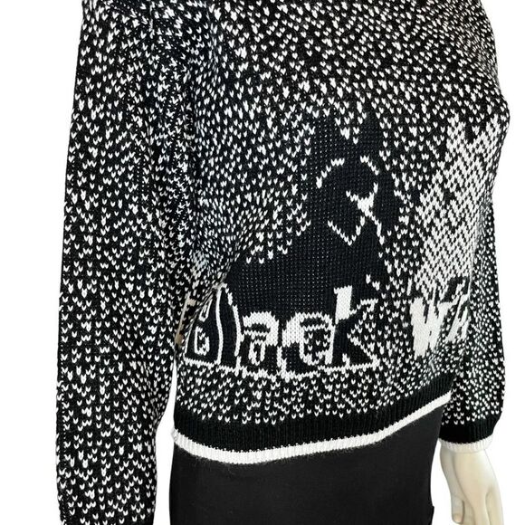 Vintage Nuggets Scottish Terrier Knit Sweater Turtle Neck Black Long Sleeve - Picture 3 of 8